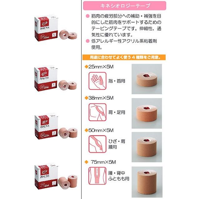 ZEROテックス(キネシオ) 25mm×5m 12巻/38mm×5m 8巻/50mm×5m 6巻/75mm