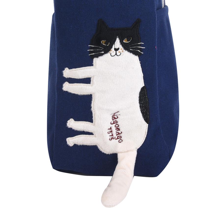 新品　トートバッグ　なごなごさん　グレー　ねこ　ネコ　猫 kusuguru アップリケからぷるんぷるんと動くしっぽ付き 猫柄