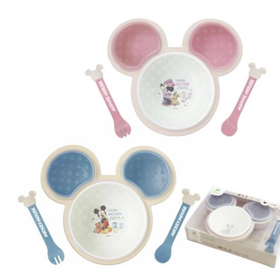 ディズニー エクリュシリーズ 片手で持てる 離乳食パレット フタ付き ミッキーマウス ミニーマウス 錦化成 A倉庫 送料無料 送料0円