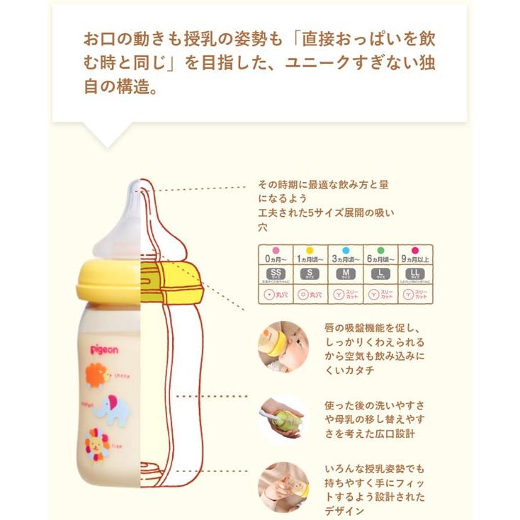 ピジョン 母乳実感 哺乳びん 耐熱ガラス製 160ml 1個 Bear/Music/Zoo 乳首（SSサイズ）新生児 広口タイプ 哺乳瓶 拒否 PIGEON B倉庫｜loveandpeace8｜18