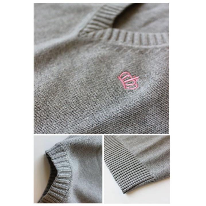 ニット スクール ベスト ワンポイント刺繍入り Vネック 学生 制服