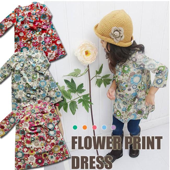 キッズ リバティ風 花柄 ワンピース チュニック 送料無料 0 0 Loveberry Smarket 通販 Yahoo ショッピング