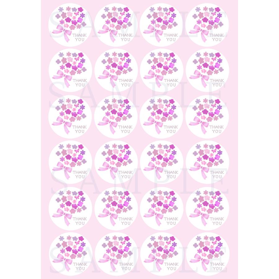ありがとう シール サンキューシール ブーケ 花 花束 かわいい プチギフト お礼 24枚 |  | 04