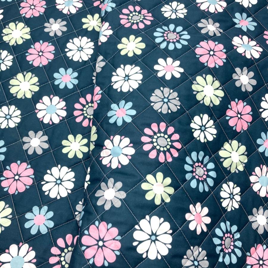 送料無料 !! キルト生地 キルティング加工生地 花柄4色「デイジー