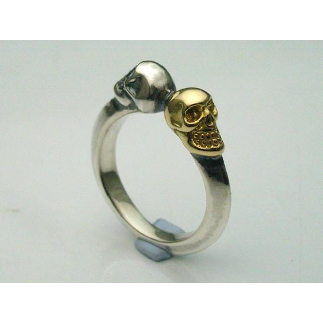 シルバーアクセサリーラブクラフト】コンビ ツイン10スカルリング 