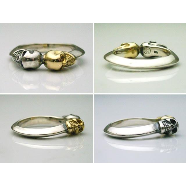 シルバーアクセサリーラブクラフト】コンビ ツイン10スカルリング 
