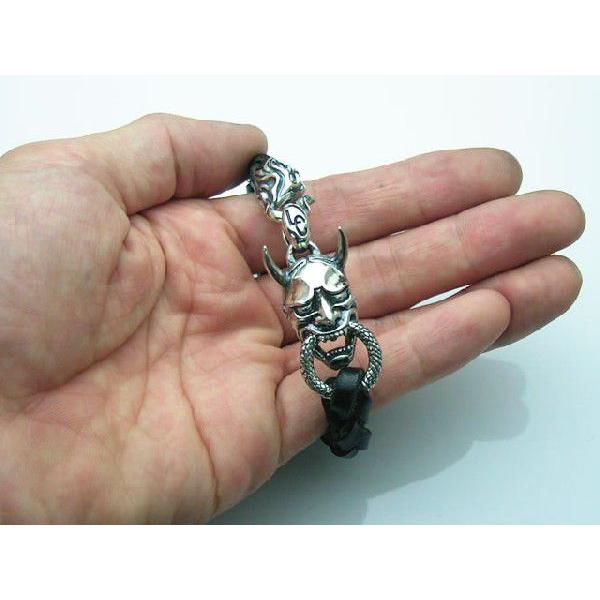 シルバーアクセサリー】蛇咬般若レザーブレスレット【送料無料