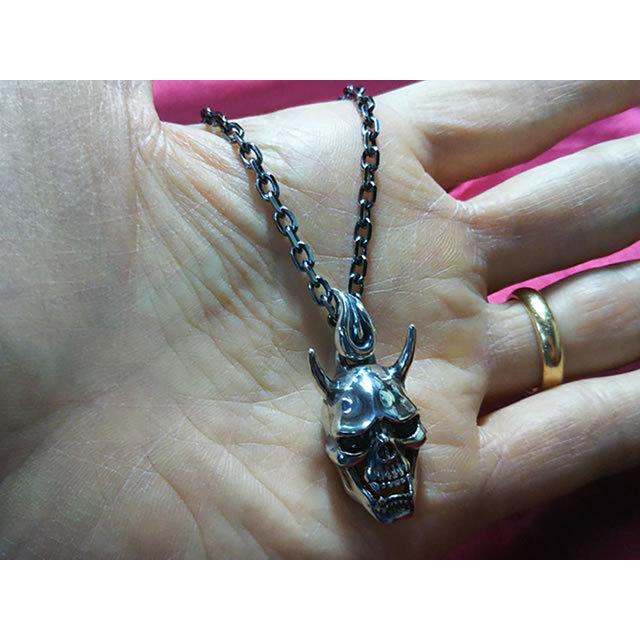 シルバーアクセサリー ラブクラフト】スカル般若ペンダントトップ 【和