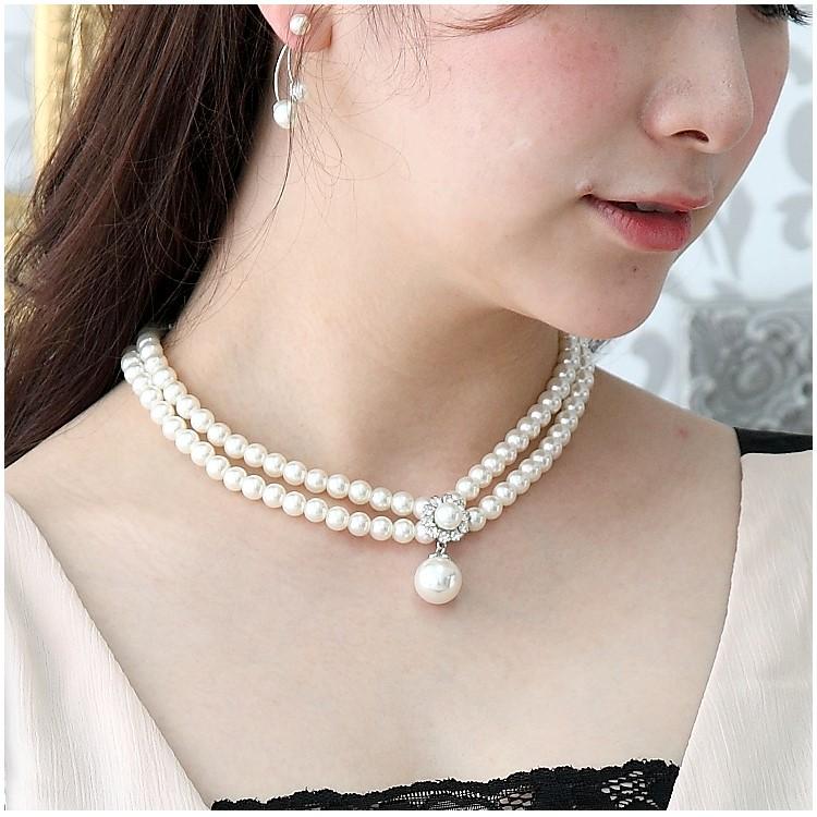 リ*ノ様 真珠　ネックレス　Perl wedding necklace 結婚式 パール ネックレス 一粒 2連 結婚式 フォトウエディング