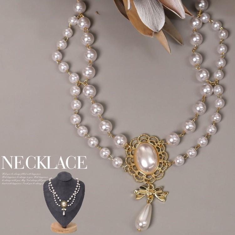 パールネックレス レディース 結婚式 アクセサリー ドレープパール オーバル ゴールドリボンチャーム ゴールド 発表会 演奏会 お呼ばれ パーティーネックレス Ca973c パーティードレス通販 Claire 通販 Yahoo ショッピング