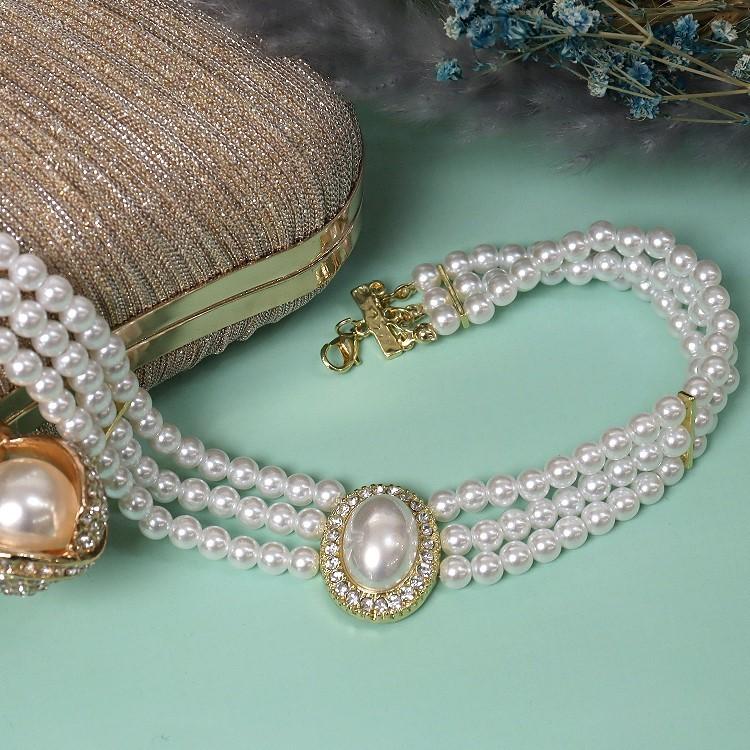 パール チョーカー 1粒オーバル ネックレス レディース 結婚式