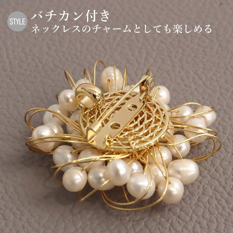 パール ブローチ 天然淡水真珠 お洒落 スカーフピン 結婚式 お呼ばれ