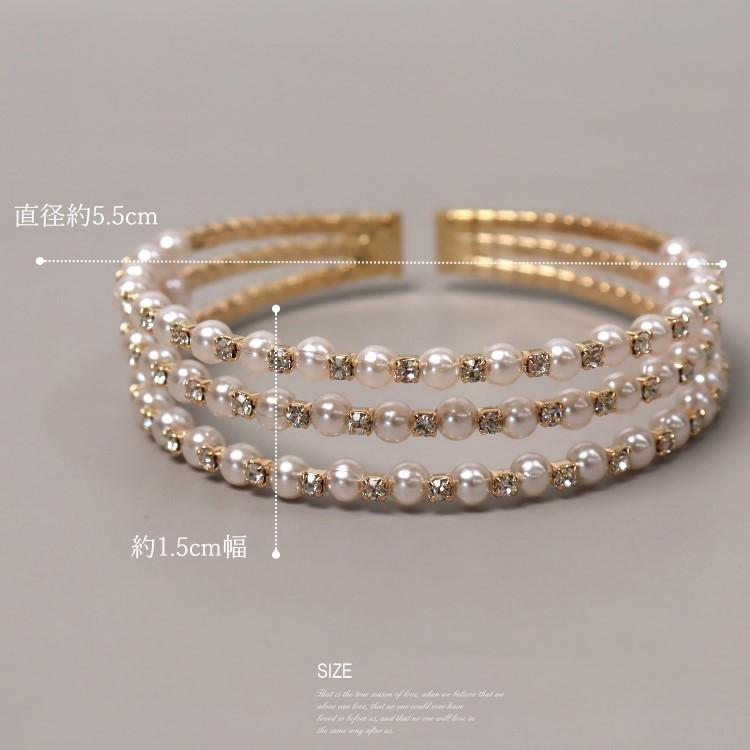 ブレスレット レディース 3連 パール バングル 結婚式 アクセサリー