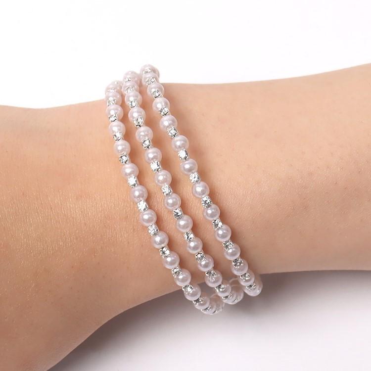 ブレスレット レディース 3連 パール バングル 結婚式 アクセサリー