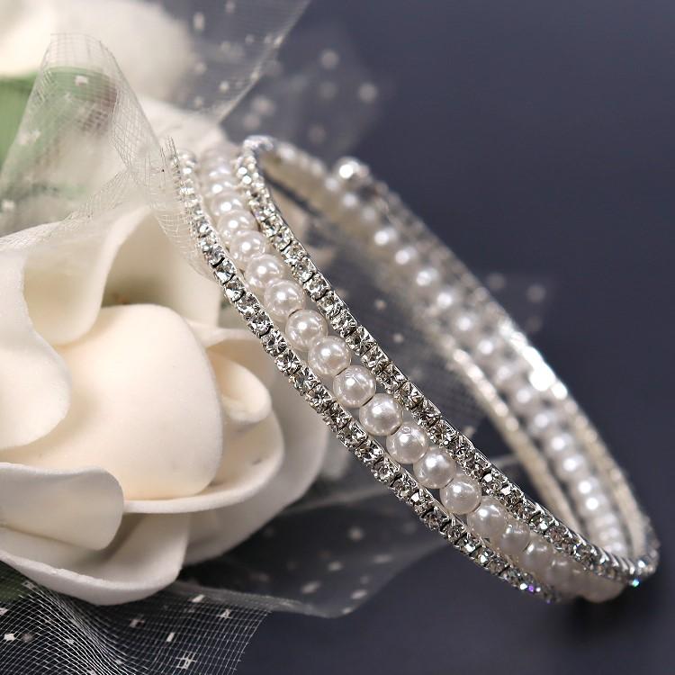 ブレスレット レディース 3連 パール スパイラル バングル 結婚式