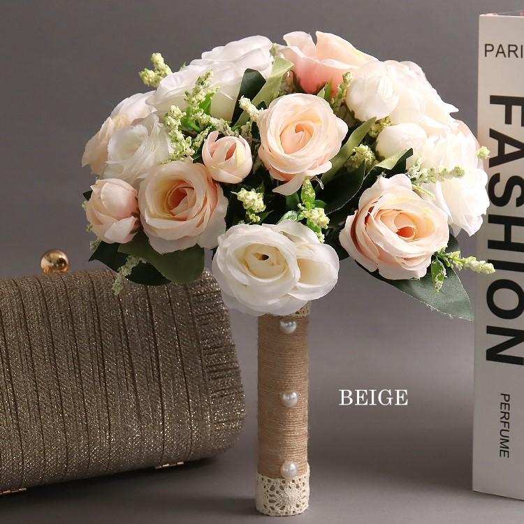 ブーケ 花束 造花 結婚式 フォトウエディング パールビーズ付き レース
