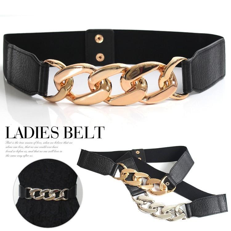 送料無料 ゴムベルト 太い ベルト レディース 太ベルト お洒落 チェーン バックル ウエストマーク シルバー ゴールド かっこいい 帯締め ゴム フリーサイズ Cbl0800c パーティードレス通販 Claire 通販 Yahoo ショッピング