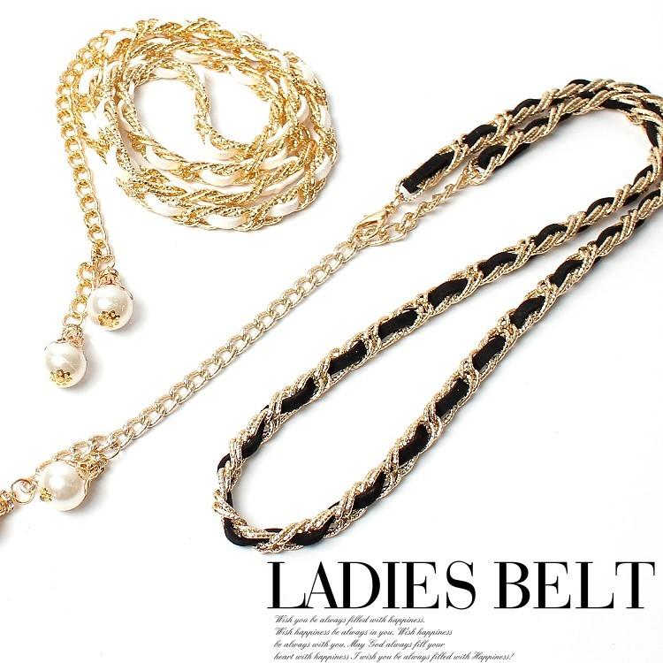 ベルト レディース チェーンベルト ゴールド 細ベルト 白 黒 フリーサイズ 大きいサイズ ウエストマーク パーティードレス通販クレア 2本セットで割引価格 Cbl1535d パーティードレス通販 Claire 通販 Yahoo ショッピング