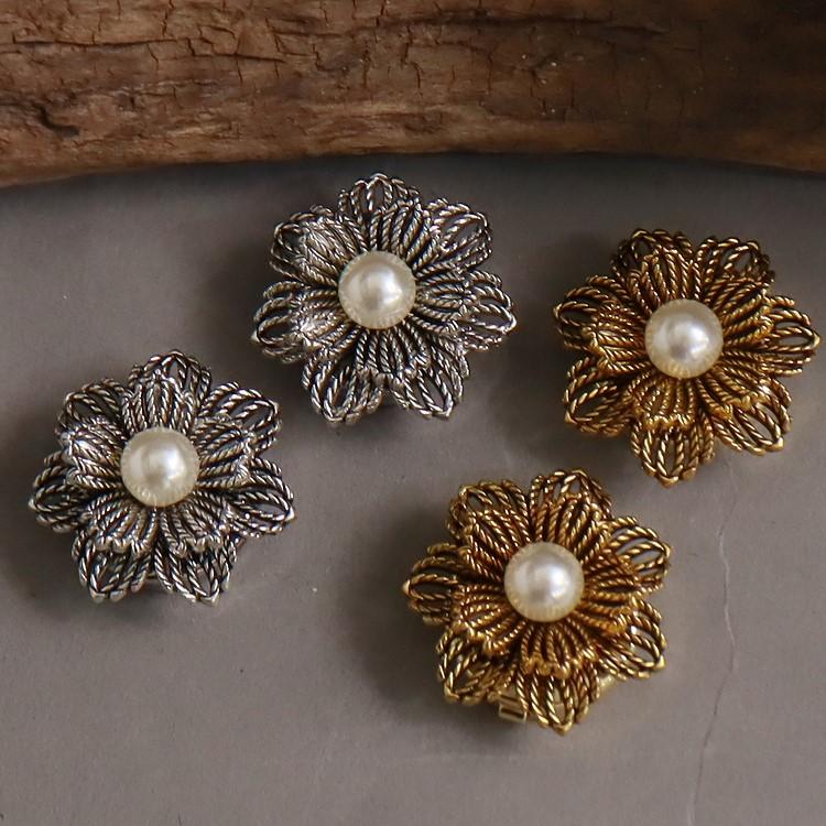 ボタンカバー カフス レディース アクセサリーパーツ 2個セット お花