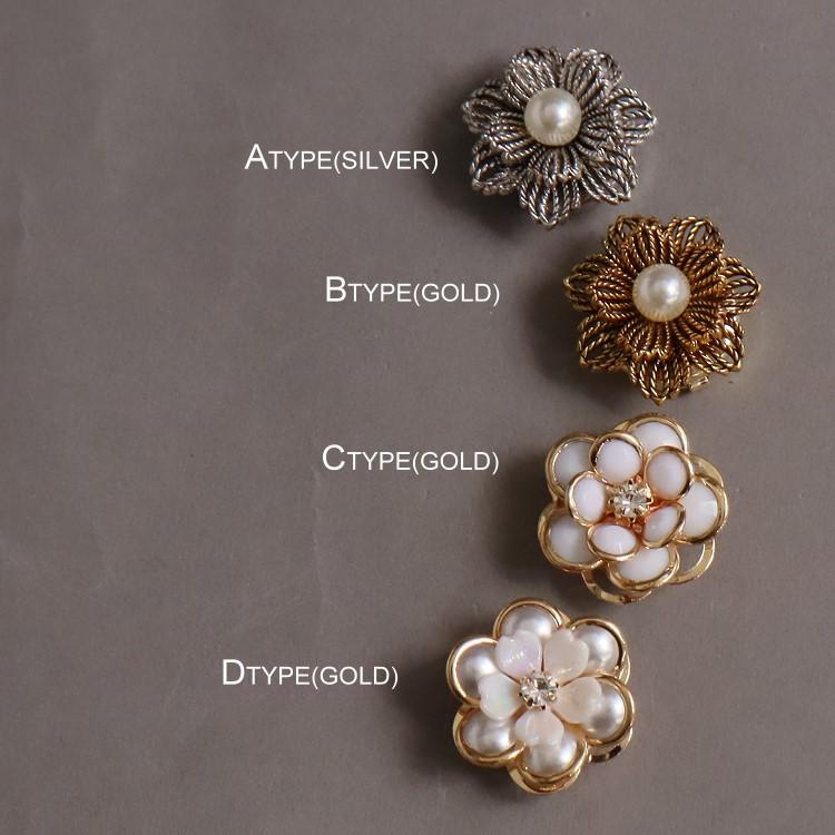 ボタンカバー カフス レディース アクセサリーパーツ 2個セット お花