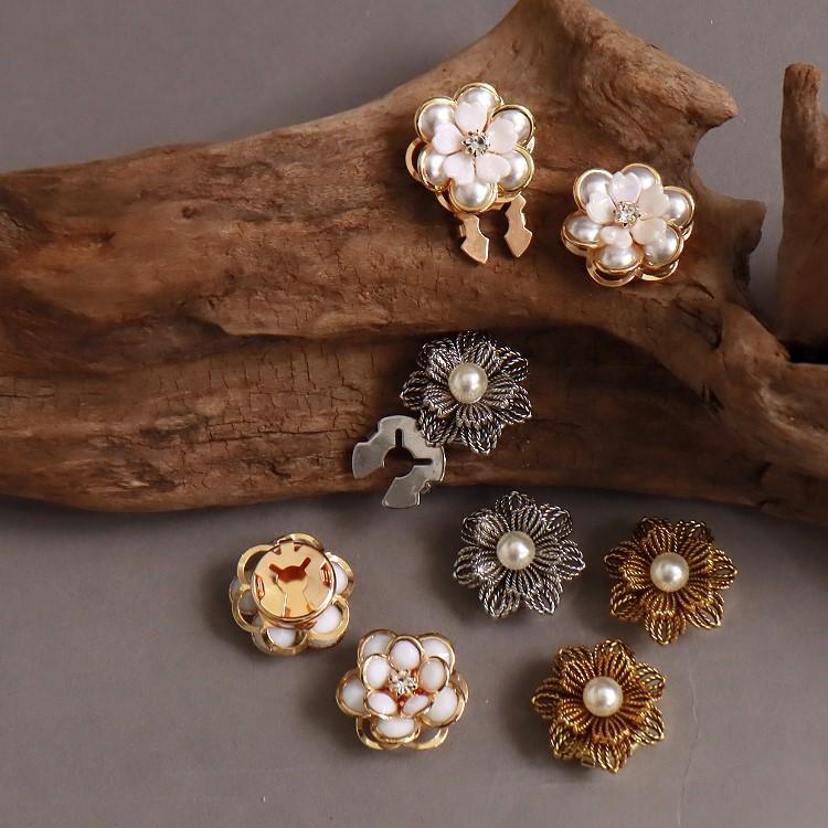 ボタンカバー カフス レディース アクセサリーパーツ 2個セット お花