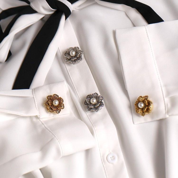 ボタンカバー カフス レディース アクセサリーパーツ 2個セット お花