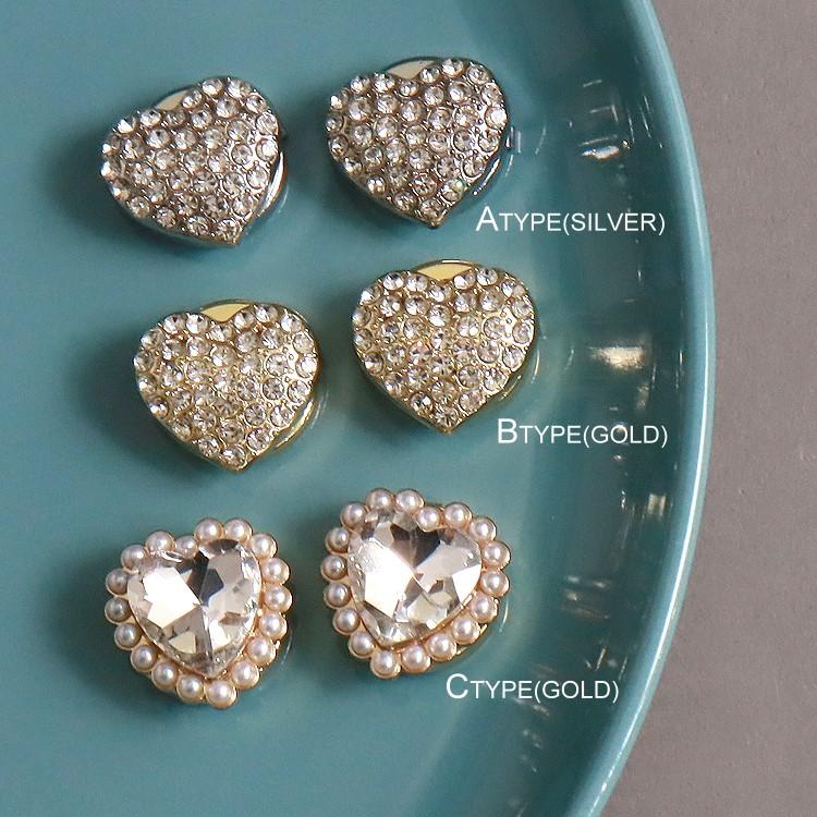 ボタンカバー カフス レディース アクセサリーパーツ 2個セット ハート