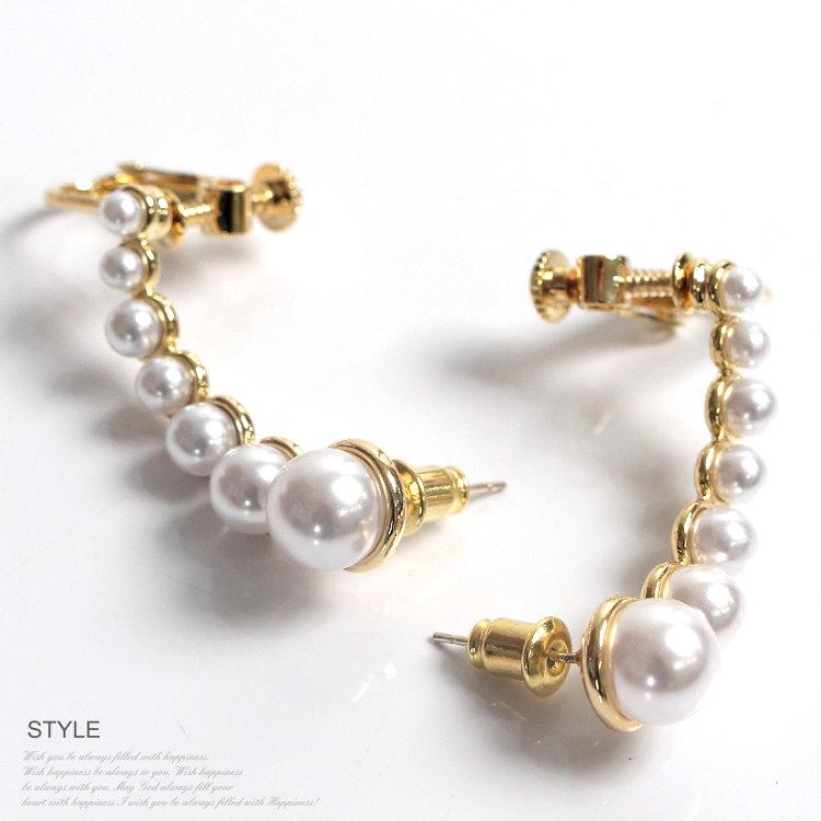 パール イヤーカフ レディース 両耳用 7連パール イヤークリップ ピアスポスト付き パーティードレス 通販 Ce1616c パーティードレス通販 Claire 通販 Yahoo ショッピング