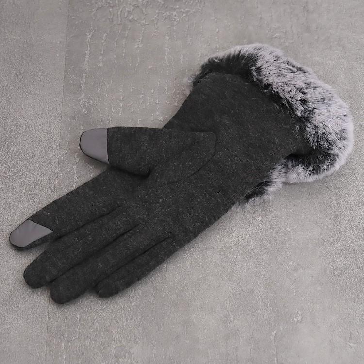 手袋 レディース スマホ対応 ツイストフィイクファー付き フリーサイズ