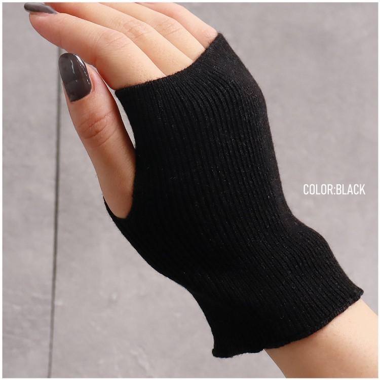 手袋 レディース フィンガーレス シルク ウール混合 暖かい 指なし手袋