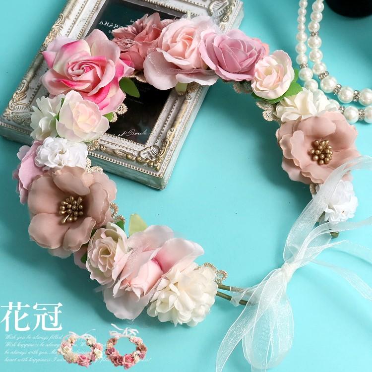 花冠 ウェディング ホワイト 造花 フラワークラウン フェス ナチュラル