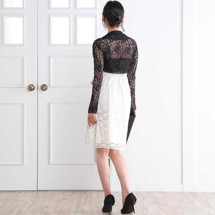 タダシショウジ カーディガン ボレロ レース 結婚式 パーティー ボレロ 結婚式 長袖 カーディガン 総レースフレアスリーブ ショート丈