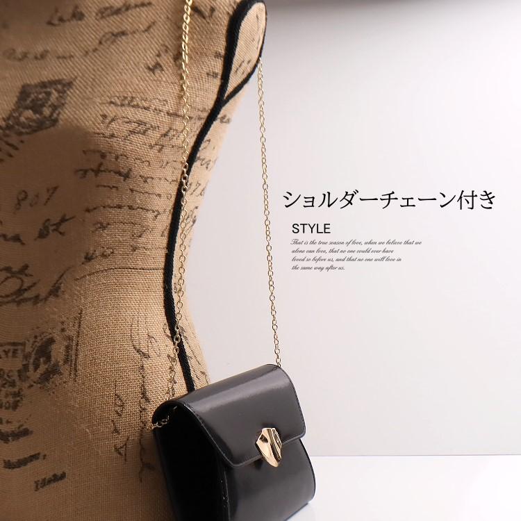 パーティーバッグ 結婚式 エナメル ラメ入り ショルダーチェーン付き