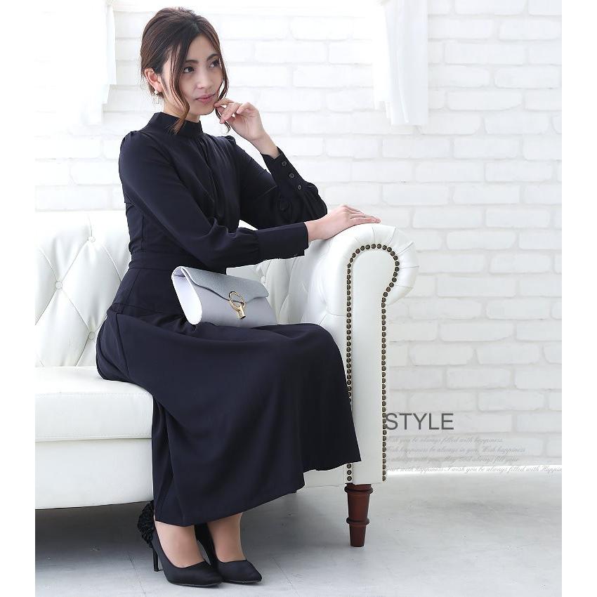 パーティードレス 袖あり 結婚式 ワンピース 長袖 ミモレ丈 20代 30代 40代 大きいサイズ 秋冬 発表会 演奏会 同窓会 謝恩会 着やせ パーティードレス 通販