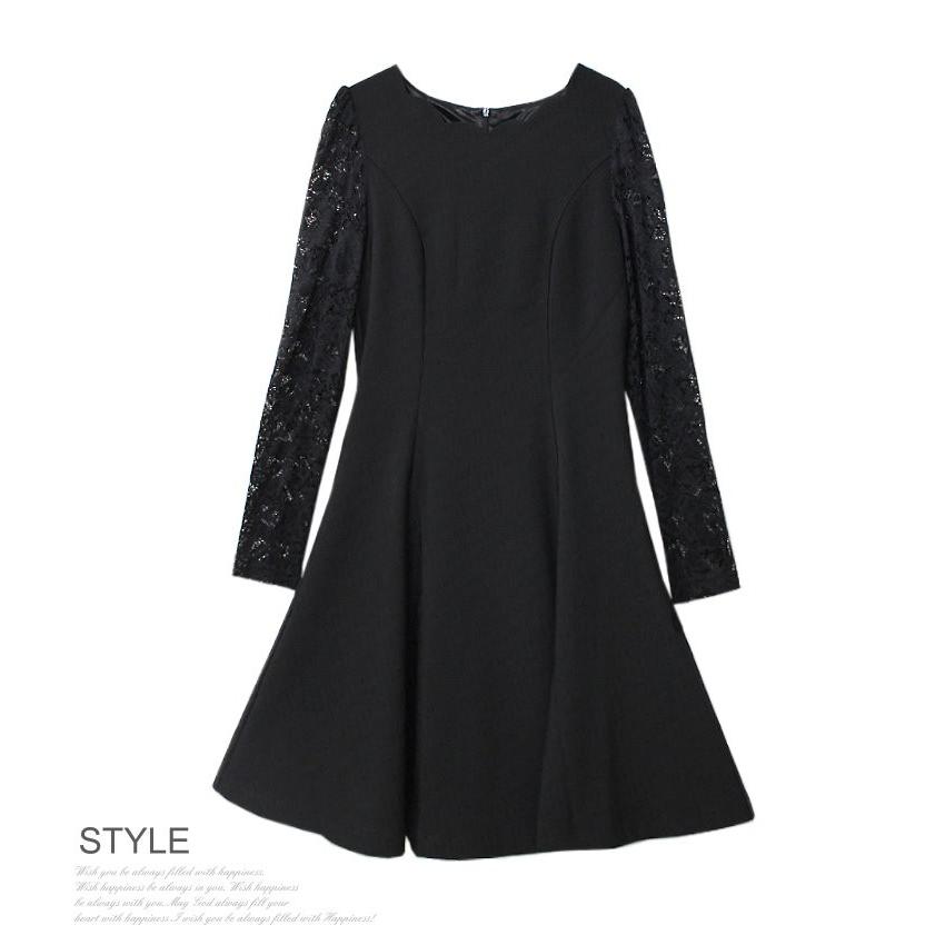 パーティードレス 20代 長袖 結婚式 ワンピースミニ丈 袖あり レース