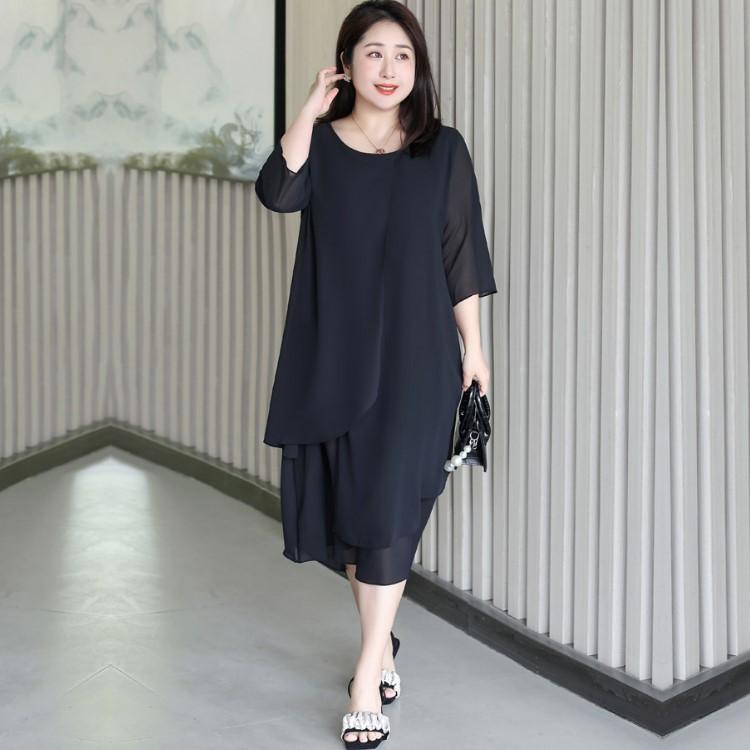 パーティードレス 大きいサイズ 5Lから9L 袖あり シフォン素材 結婚式