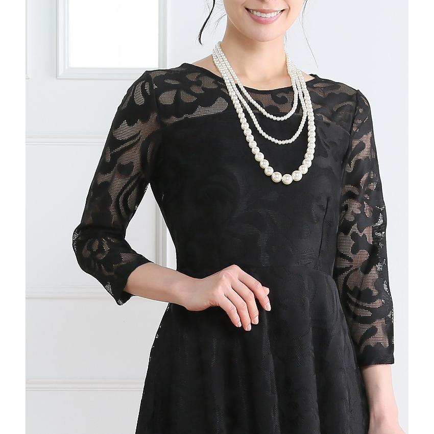 パーティードレス 発表会ドレス 結婚式 ワンピース 袖あり レース