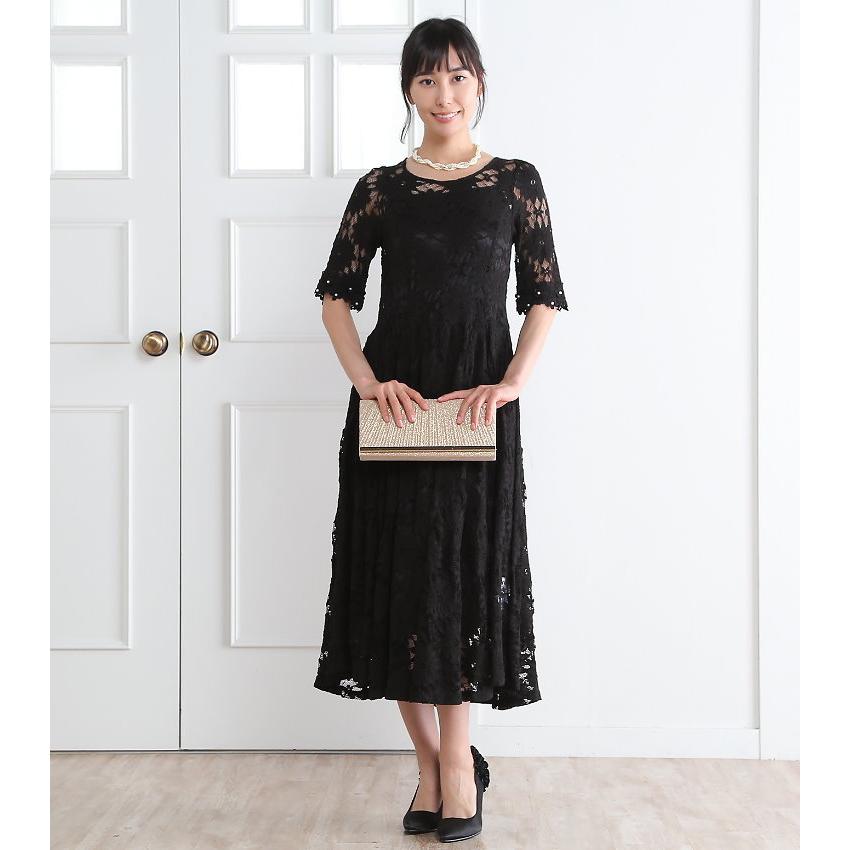 パーティードレス 結婚式 ワンピース 袖あり 総レース ロングドレス