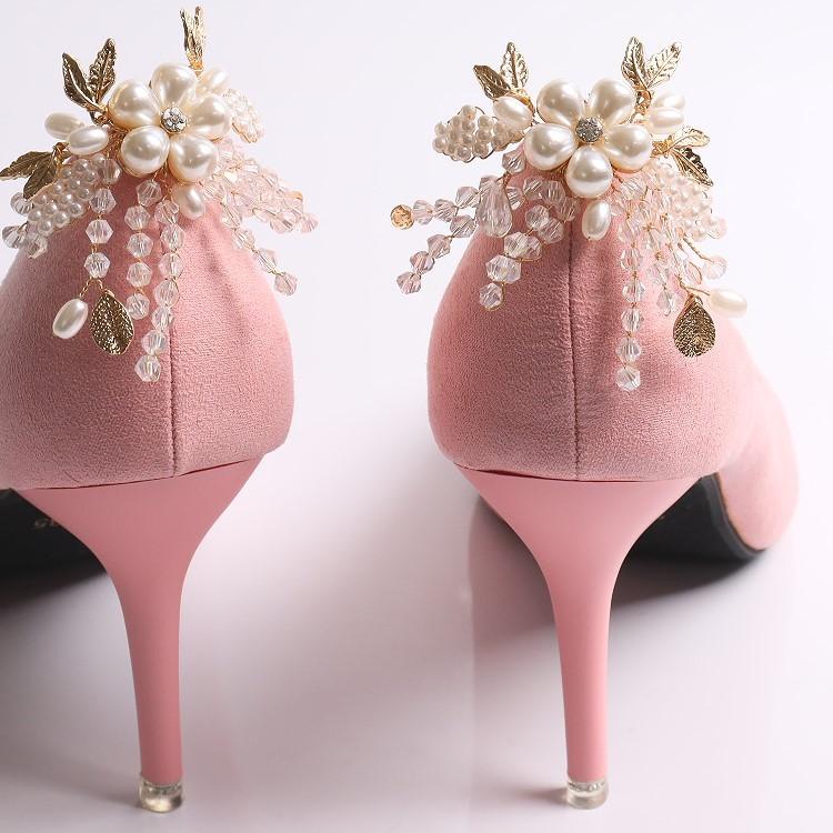 シューズクリップ パンプス コサージュ 装飾 結婚式 アクセサリー 靴 