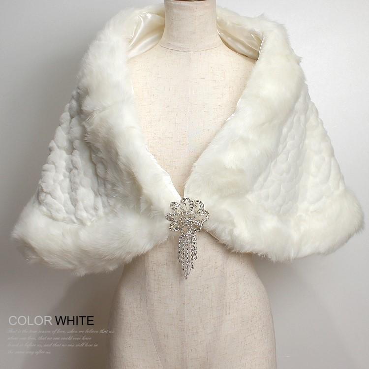 ファーショール ケープ 前留めブローチプレゼント パーティー ストール