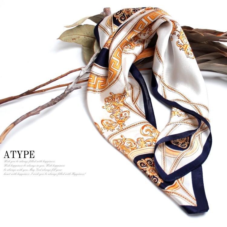 スカーフ シルク100% 選べる6タイプ アレンジが楽しめる正方形 首元