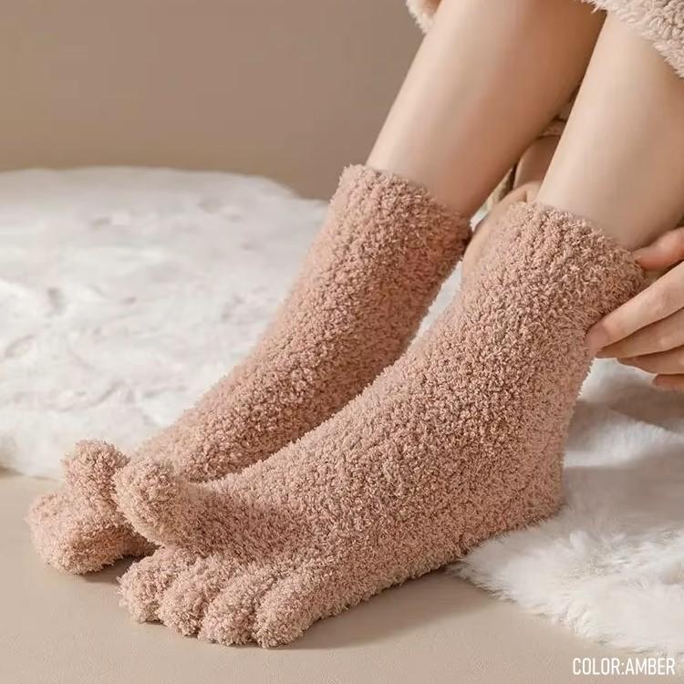5本指ソックス レディース もこもこ 靴下 ルームソックス パイル 厚手
