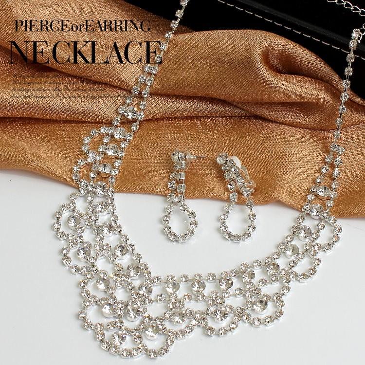 ネックレス レディース 結婚式 パーティー 選べるピアス イヤリングセット 発表会 二次会 ウエディングアクセサリー |  | 18