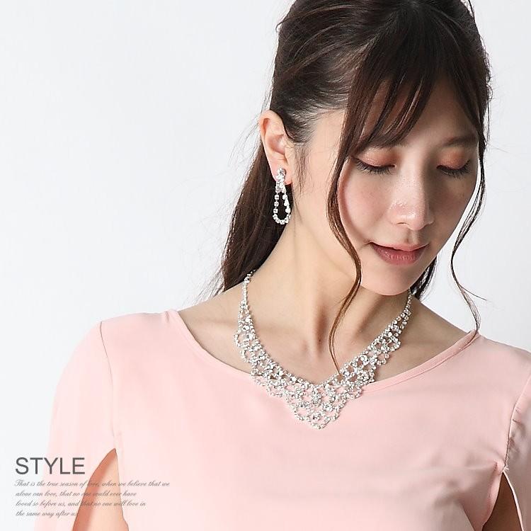 ネックレス レディース 結婚式 パーティー 選べるピアス イヤリングセット 発表会 二次会 ウエディングアクセサリー |  | 07