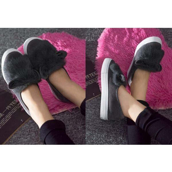 猫耳 スニーカー ファー 耳付き シューズ レディース 裏ボア ファー付き シューズ ペタンコ靴 J1146ba Love Girls 通販 Yahoo ショッピング