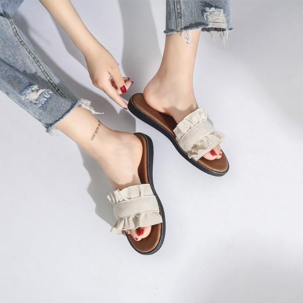 3color フラットヒール ぺたんこ フリル サンダル 可愛い 夏 スエード シューズ 靴 レディース J1432ba Love Girls 通販 Yahoo ショッピング