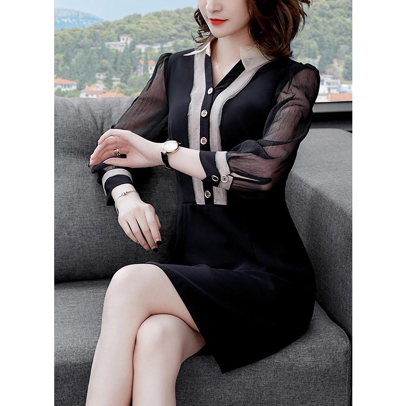 きちんと フェミニン ワンピース ミディアム丈 シャツ おしゃれ シースルー 長袖 きれいめ お呼ばれ オフィス ワンピース レディース メール便送料無料 J1841ba Love Girls 通販 Yahoo ショッピング