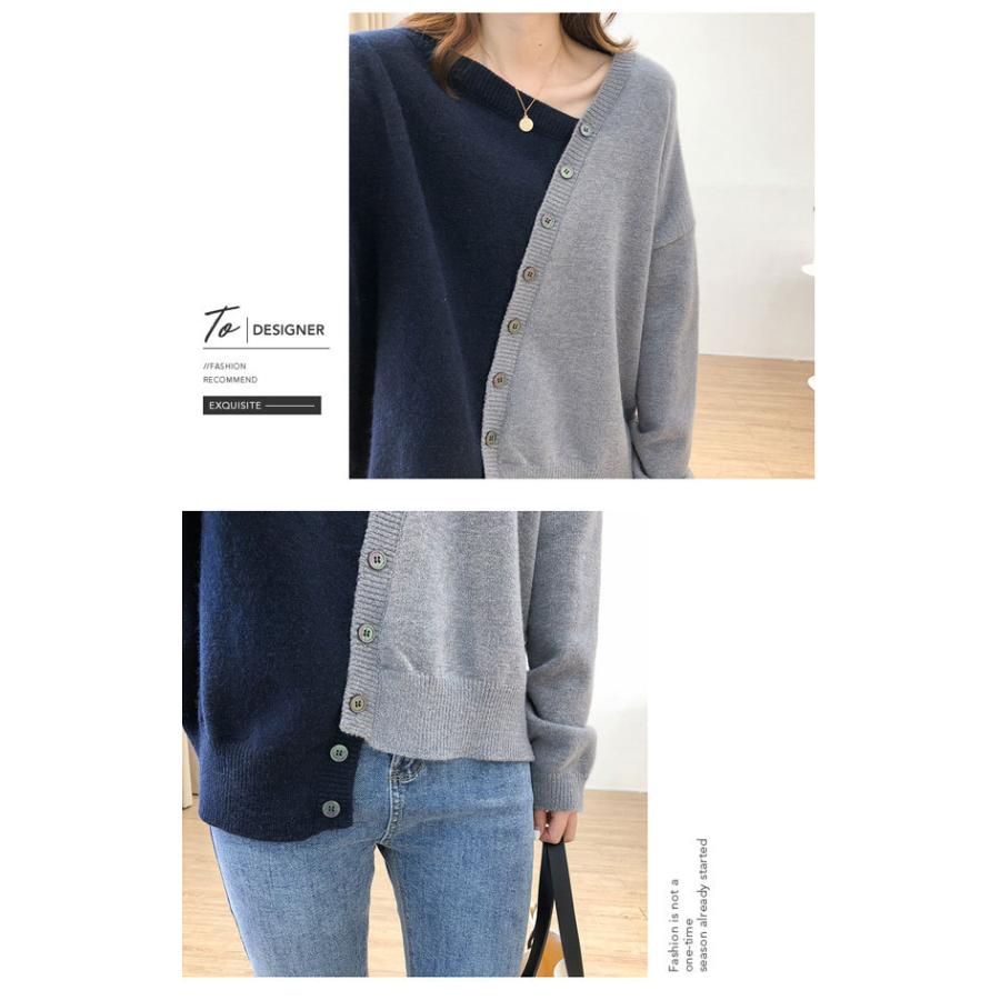 即納 ニットセーターレディース ニット トップス 掛け違い風ボタン バイカラーニット アシメ風 J2338ba Love Girls 通販 Yahoo ショッピング