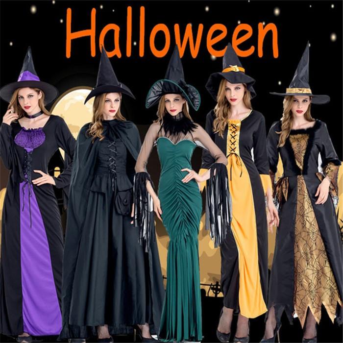 市場 ハロウィン ワンピース 魔女ハット 2点セットコスチューム 衣装 レディース 魔女 コスプレ