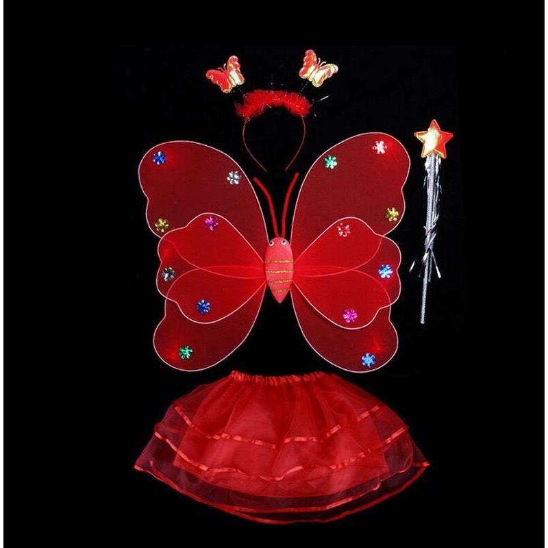 羽根 妖精 蝶 蝶々翼 蝶の翼 ハロウィン ４点セット ダンス衣装 衣装 文化祭 キッズ キッズダンス 春先取りの 仮装 コスチューム 子供用 女の子